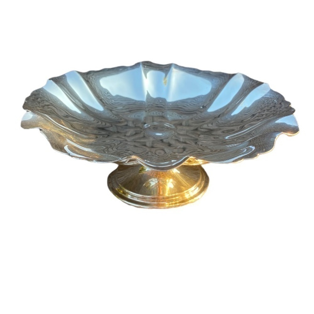 𝅺EP Silver Ruffle Cake Plate Fruit Bowl Serving Platter